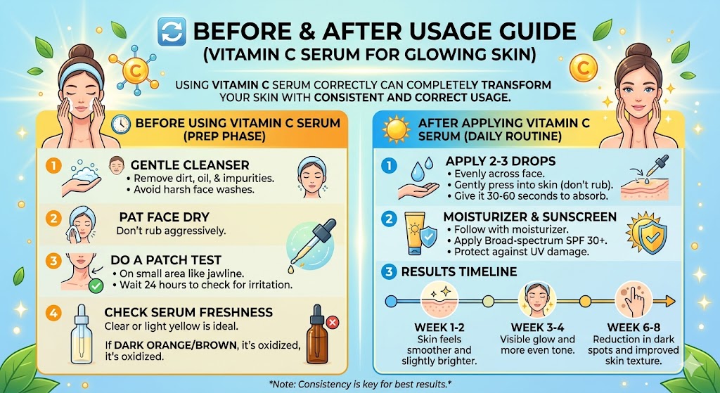 Before After Using Vitamin C Serum1